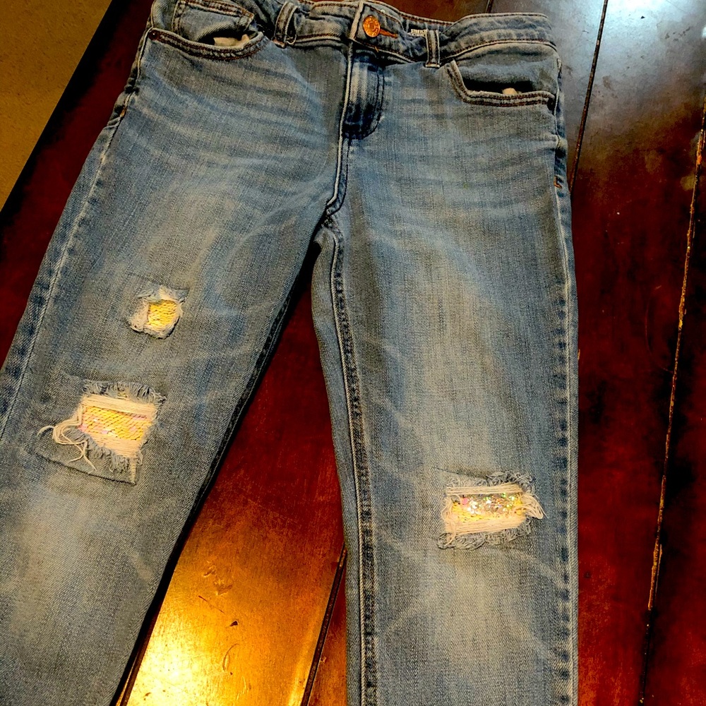 Girls Sequin Patch Jeans